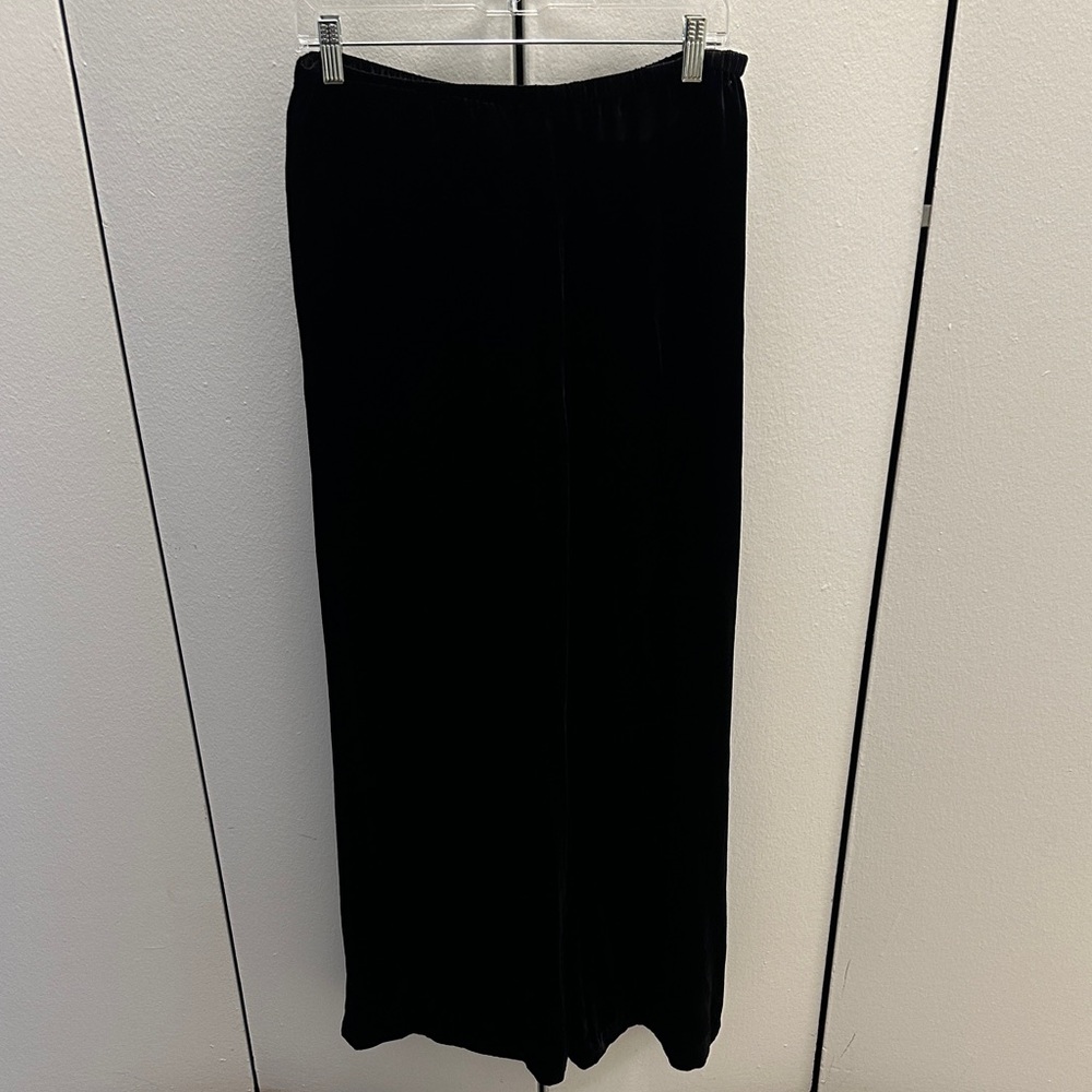 La Ligne Sabine Black Velvet Wide-Leg Pants